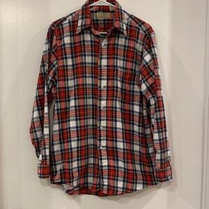 L.L. Bean Men's Red and Blue Plaid Shirt